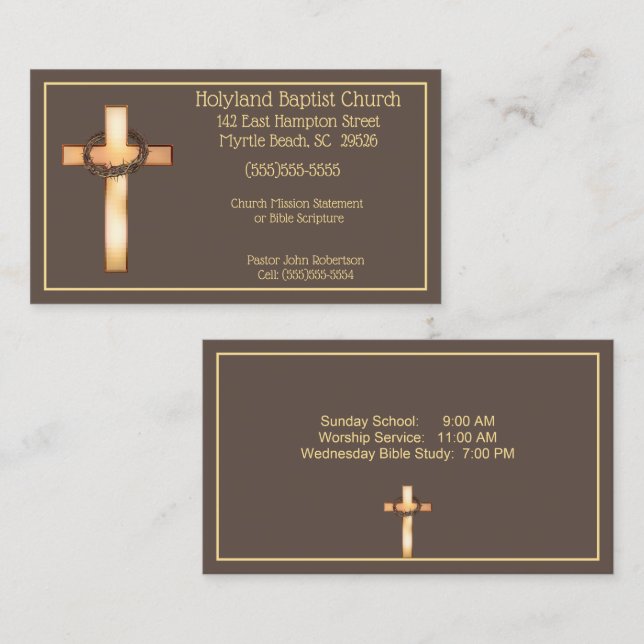 Thorn Crown Cross Church Business Cards Visitenkarte (Vorne/Hinten)