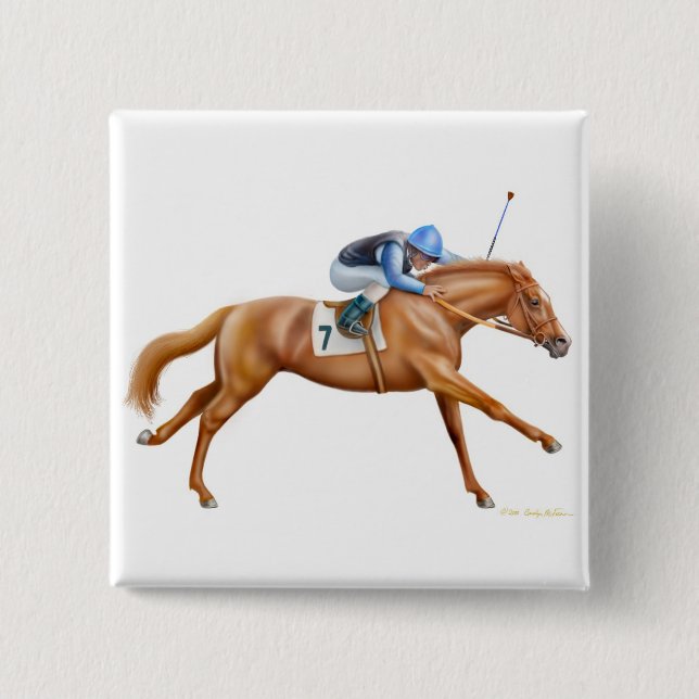 Thoroughbred-Rennpferd-Button Button (Vorderseite)