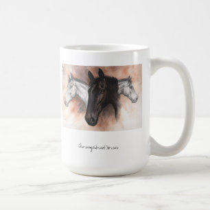 Thoroughbredpferde im Bleistift und in der Kaffeetasse