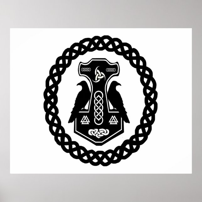 Thor's Hammer in einem keltischen Knoten Poster (Vorne)