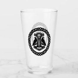 Thors Hammer in keltischem Knotkreisglas Glas