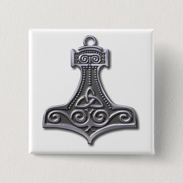 Thor's Hammer-silber Button (Vorderseite)