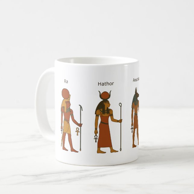 Thoth- Anubis- Hathor und Ra  Kaffeetasse (Vorderseite Links)