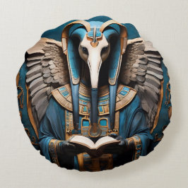 Thoth, der alte ägyptische Gott der Weisheit, schr Rundes Kissen