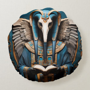 Thoth, der alte ägyptische Gott der Weisheit, schr Rundes Kissen