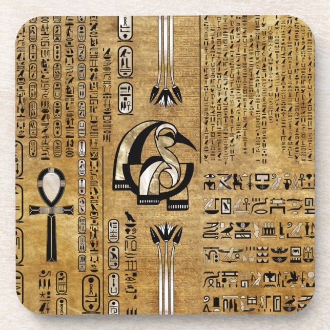 Thoth - Djhuty Egytian God- Gold und Perle Getränkeuntersetzer (Vorderseite)