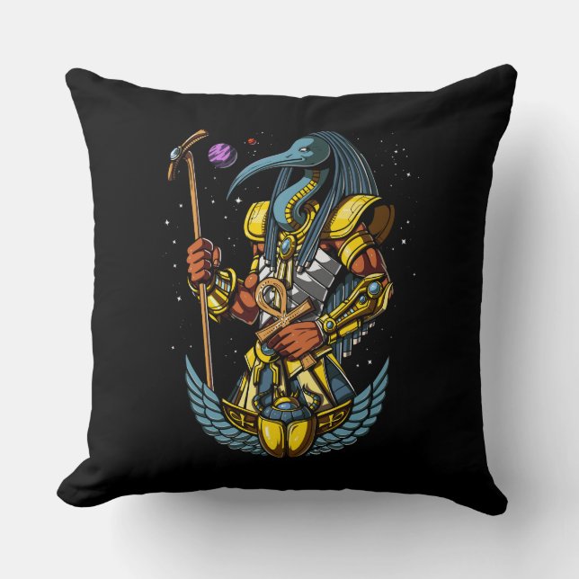 Thoth Egyptian God Ankh Scarab Altes Symbol Kissen (Vorderseite)