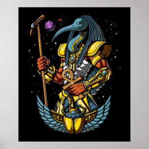 Thoth Egyptian God Ankh Scarab Altes Symbol Poster