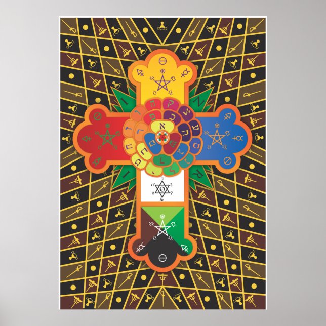 "Thoth Tarot" Rose Cross Lamen Poster (Vorne)