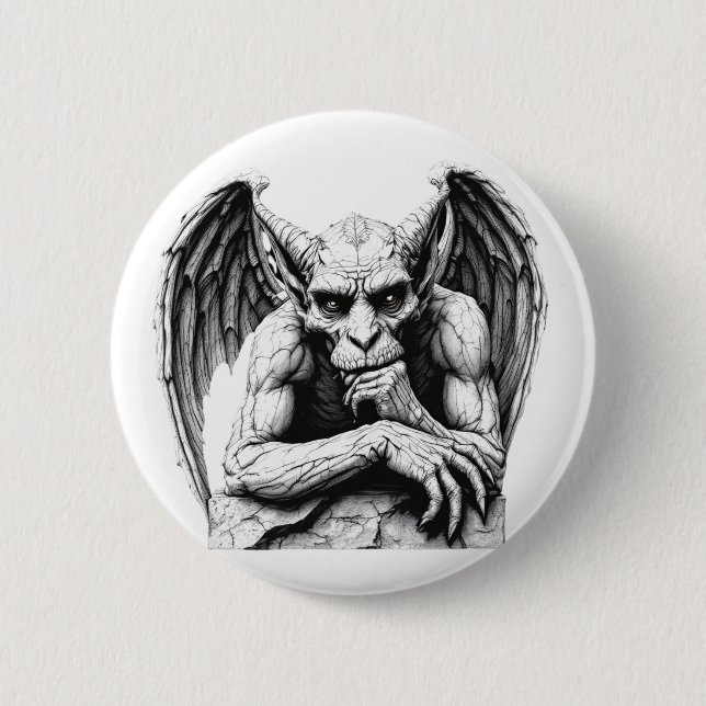 Thoughtful Gargoyle Button (Vorderseite)