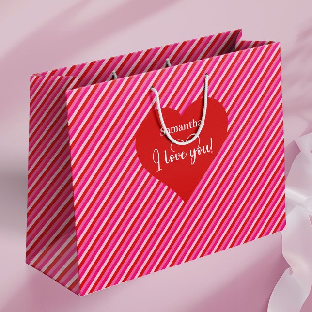 Thoughtful Valentine Gift Bag With I Love You Text Große Geschenktüte (Thoughtful Valentine Gift Bag With I Love You Text)