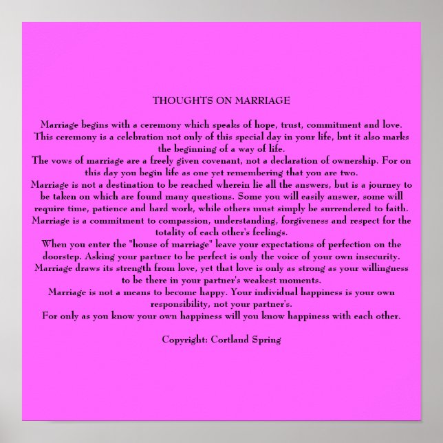 THOUGHTS ON MARRIAGE POSTER (Vorne)