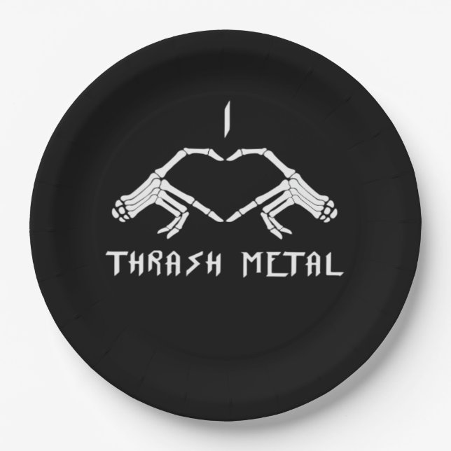 Thrash Skeleton Hands Heart Classic Pappteller (Vorderseite)