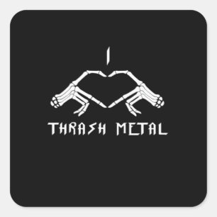 Thrash Skeleton Hands Heart Classic Quadratischer Aufkleber