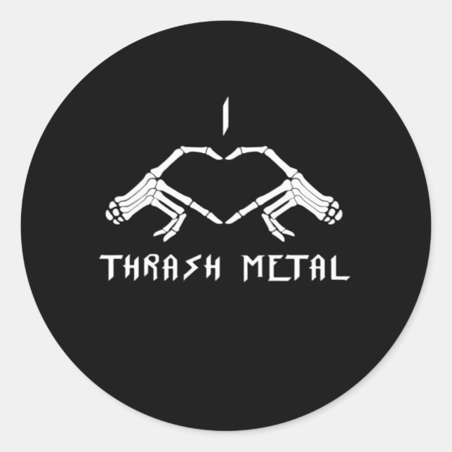 Thrash Skeleton Hands Heart Classic Runder Aufkleber (Vorderseite)