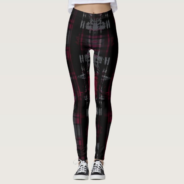 Thrashed Gothic Dark Grungy Grunge Kariertes Muste Leggings (Vorderseite)