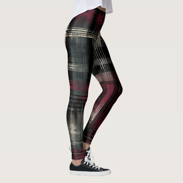 Thrashed Grungy Alternative Grunge Kariertes Muste Leggings (Rechts)