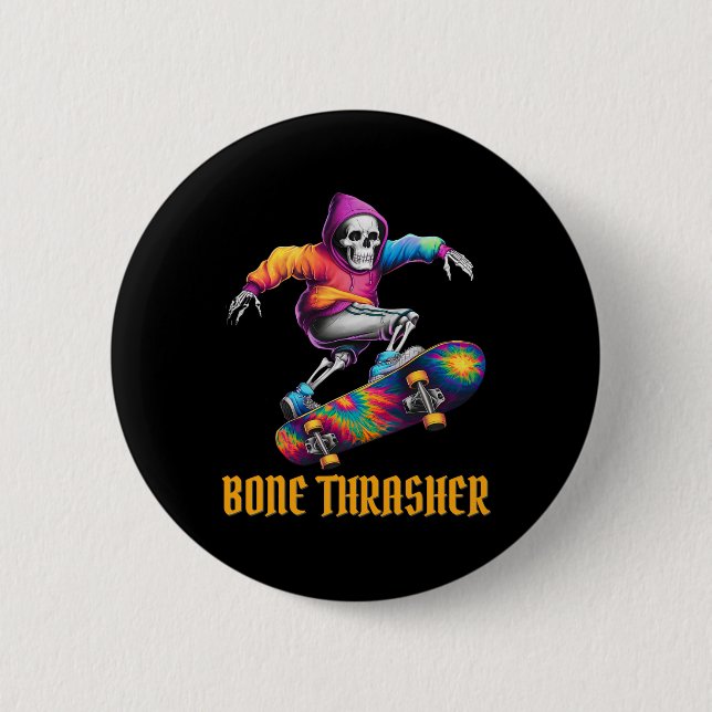 Thrasher Skeleton Halloween-Kostüm Button (Vorderseite)