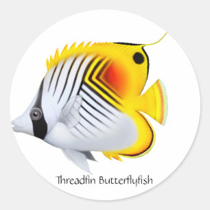 Threadfin Auriga Butterfly Fisch individuell anpas Runder Aufkleber