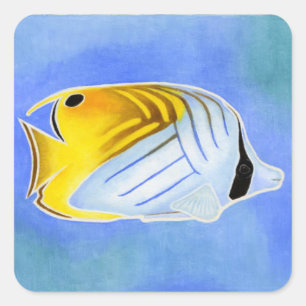Threadfin-Schmetterlingsfisch Quadratischer Aufkleber
