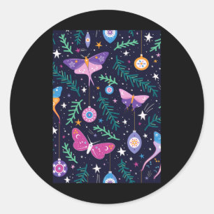 Threadless Carly Watts Weihnachtsmotten Grafik Runder Aufkleber