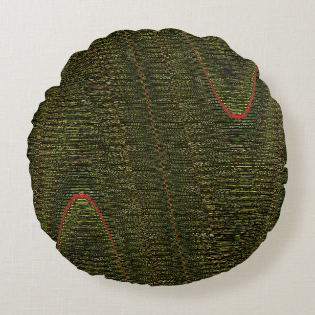 Threads tissés Abstraits, Coussin rond vert foncé (Devant)
