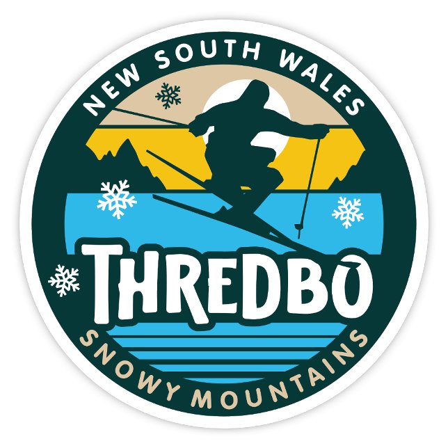 Thredbo, New South Wales Australia Sticker (Thredbo, Snowy Mountains, New South Wales Retro Round Sticker)