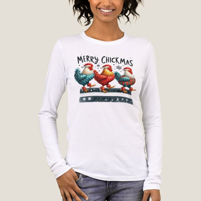 THREE ADORABLE HOLIDAY CHRISTMAS ROOSTERS Tri-Blend SHIRT (Vorderseite)