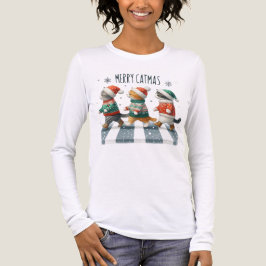 THREE ADORABLE MERRY CATMAS  CATS Tri-Blend SHIRT