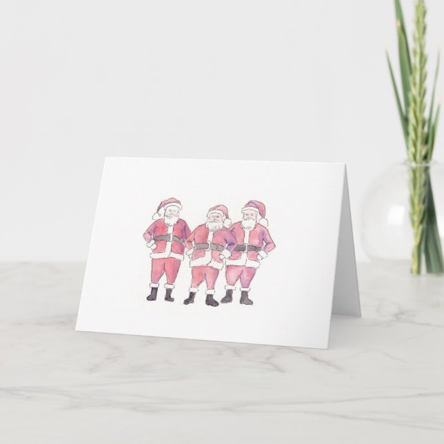Three Annoyed Santas Feiertagskarte (Vorderseite)