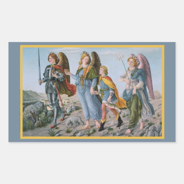 Three Archangels und Tobias (M 017) Rechteckiger Aufkleber (Vorderseite)