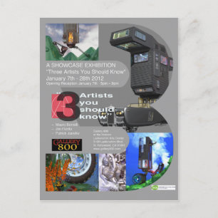 "Three Artists you should know"" Showcase Postkarte