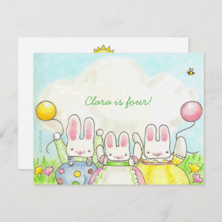 Three Balloon Bunny Einladung