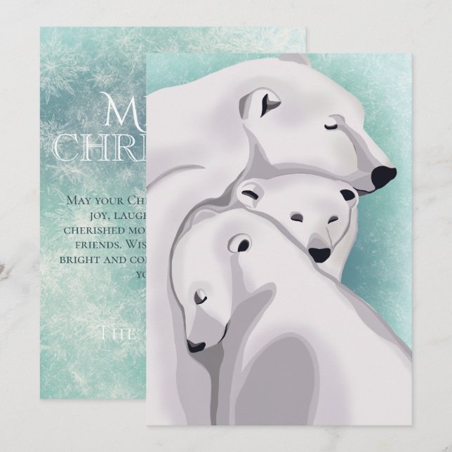 Three Bears Winter Wonderland - Frohe Weihnachten Einladung (Vorne/Hinten)