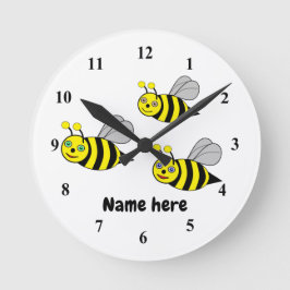 Three Bees on a white Acrylic wall clock Runde Wanduhr