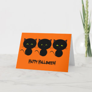 Three Black Cats Halloween Card Karte