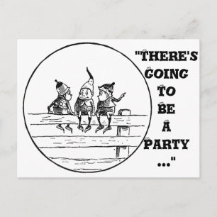 Three Brownies on a Fence Postkarte