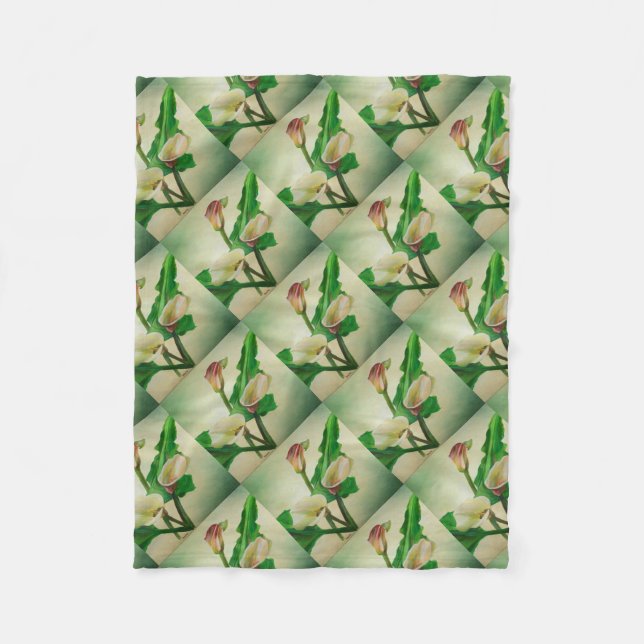 Three Calla Lilies Atemberaubend Botanical Acrylic Fleecedecke (Vorderseite)