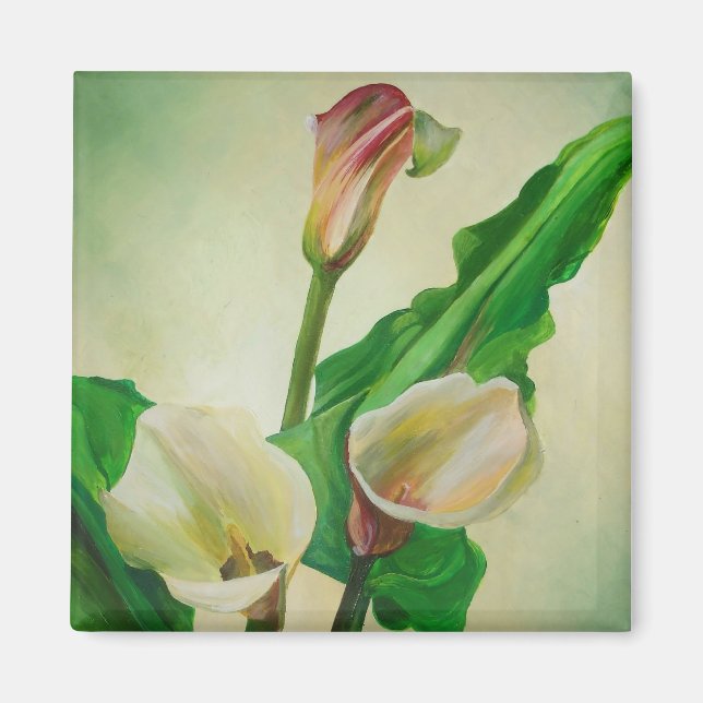 Three Calla Lilies Atemberaubend Botanical Acrylic Magnet (Vorne)