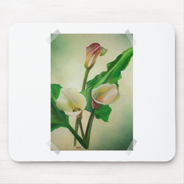 Three Calla Lilies Atemberaubend Botanical Acrylic Mousepad (Vorne)