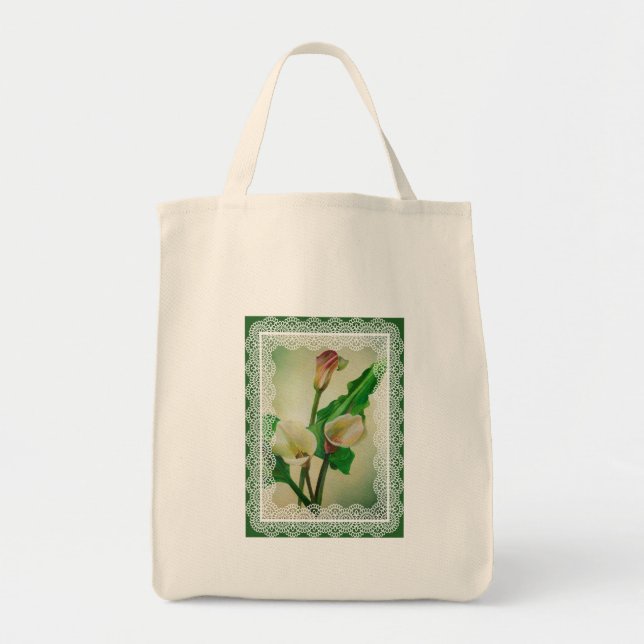 Three Calla Lilies Atemberaubend Botanical Acrylic Tragetasche (Vorne)