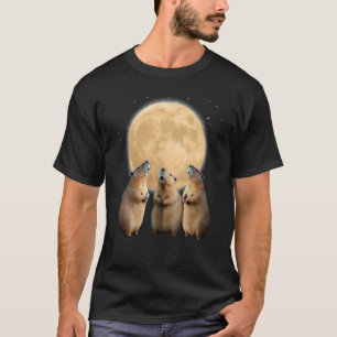 Three Capybaras At the Moon Capybara Howling Dead T-Shirt