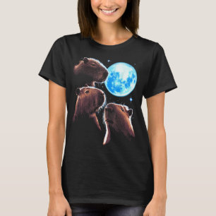 Three Capybaron Moon Funny Capybara Meme Mystical  T-Shirt