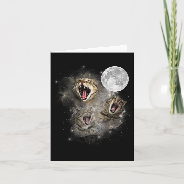 Three Cat Meow Moon Funny Weird Curse Karte (Vorderseite)