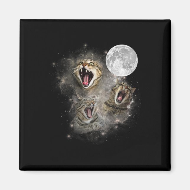 Three Cat Meow Moon Funny Weird Curse Magnet (Vorne)