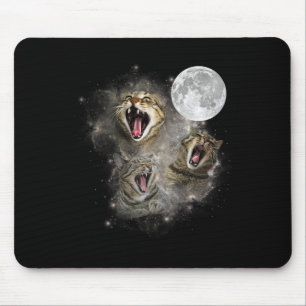 Three Cat Meow Moon Funny Weird Curse Mousepad