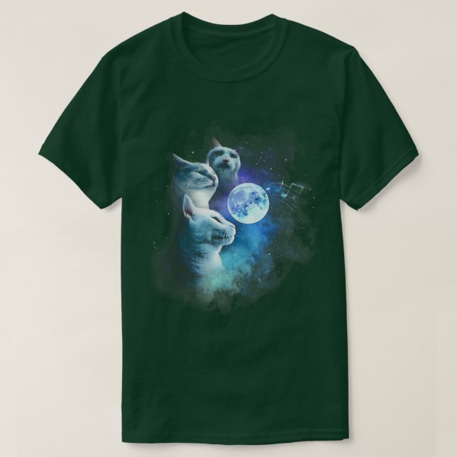 Three Cat Moon 3 Wolfs Niedlich Kitten Funny Cat L T-Shirt (Design vorne)