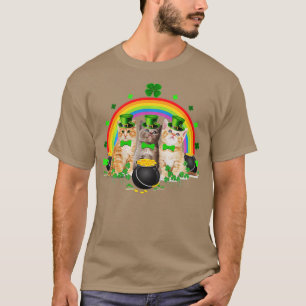Three Cat St Patricks Day Kitty Kitten Lover Iris T-Shirt