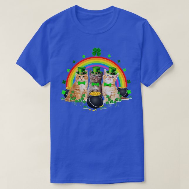 Three Cat St Patricks Day Kitty Kitten Lover Irish T-Shirt (Design vorne)