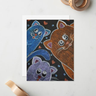 Three cats illustration mitteilungskarte